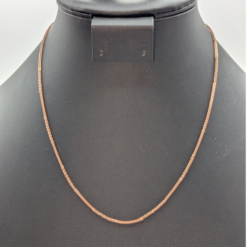 925 Italy Sterling Rose Vermeil Unique Textured Chain 18" Necklace